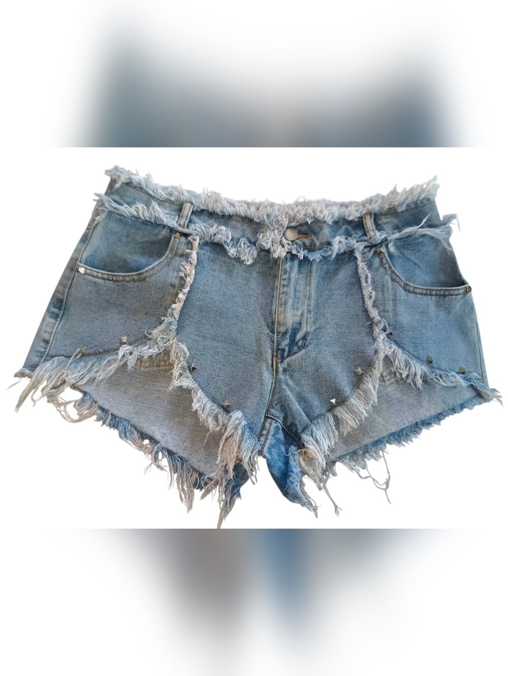 Frayed Edge Light Blue Denim Shorts